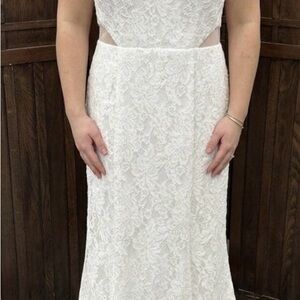 DB Studio Lace Wedding Dress- size 12- Illusion Lace Gown
